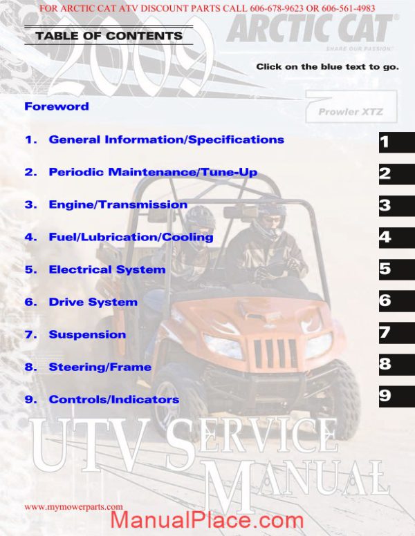 arctic cat 2009 prowler xtz service manual page 2