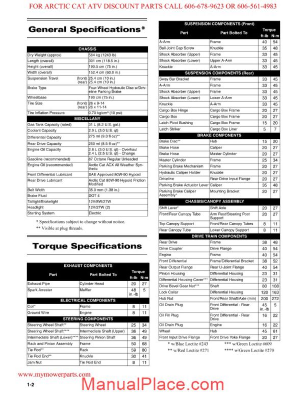 arctic cat 2009 prowler xtz service manual page 4