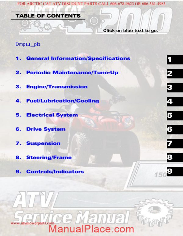 arctic cat 2010 150 service manual page 2