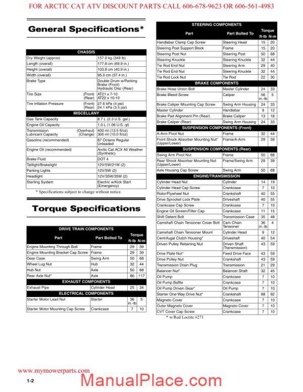 arctic cat 2010 150 service manual page 4