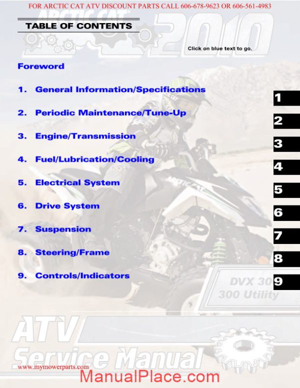 arctic cat 2010 dvx 300 and 300 utility service manual page 2