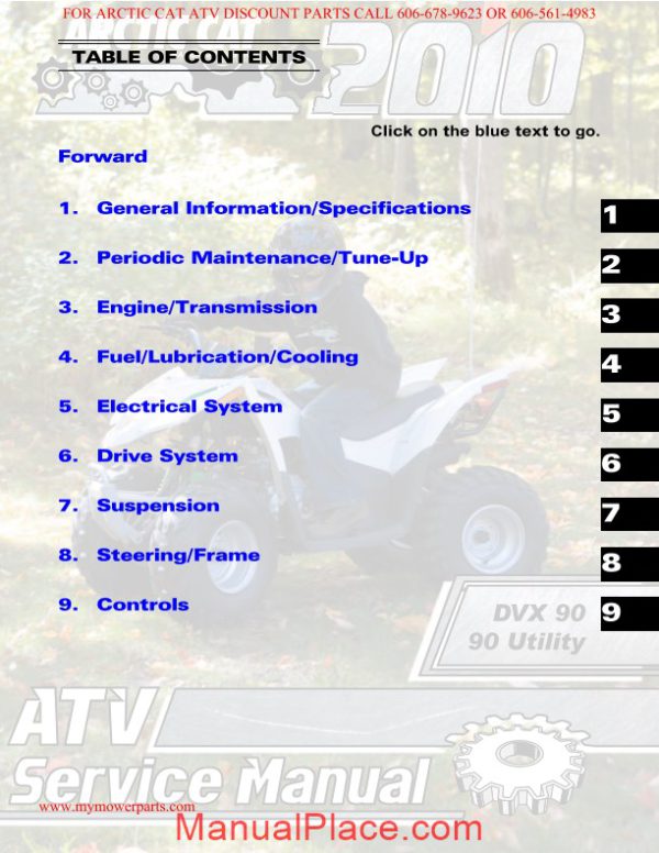 arctic cat 2010 dvx 90 and 90 utility service manual page 2