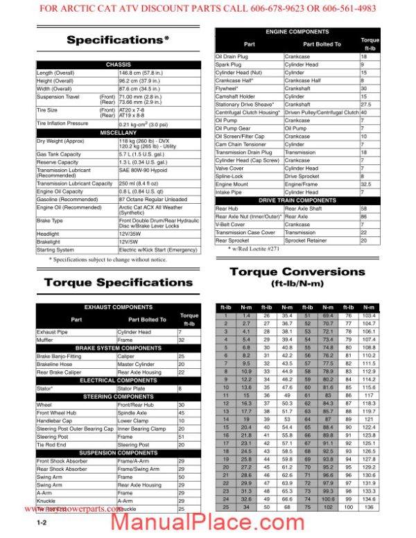 arctic cat 2010 dvx 90 and 90 utility service manual page 4