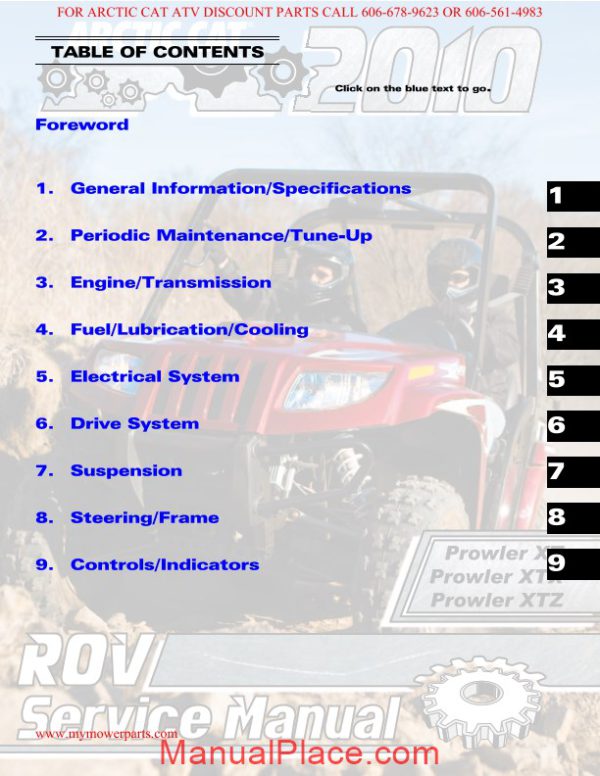 arctic cat 2010 prowler xt xtx xtz service manual page 2