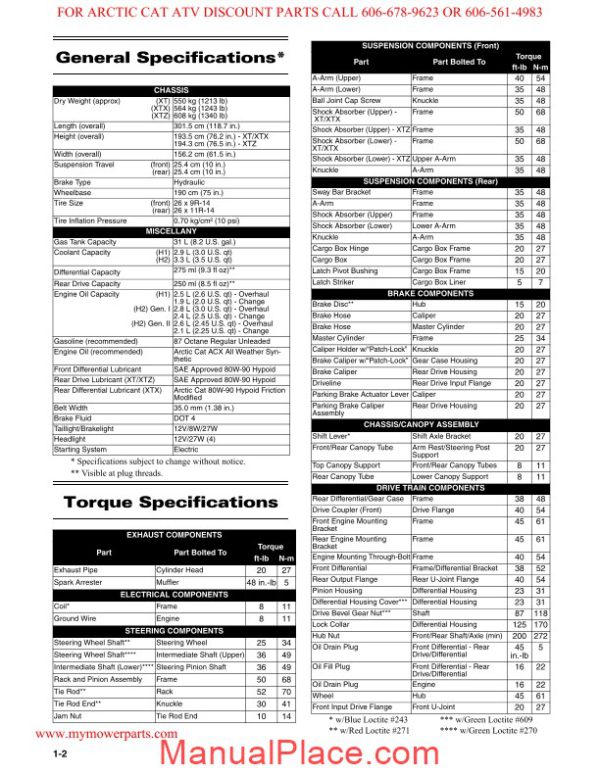 arctic cat 2010 prowler xt xtx xtz service manual page 4