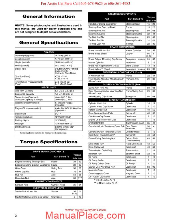 arctic cat 2011 150 service manual page 3