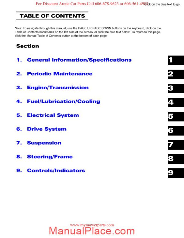 arctic cat 2011 400trv 400 trv service manual page 2