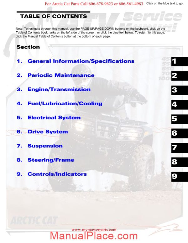 arctic cat 2011 450 550 650 700 1000 service manual page 2