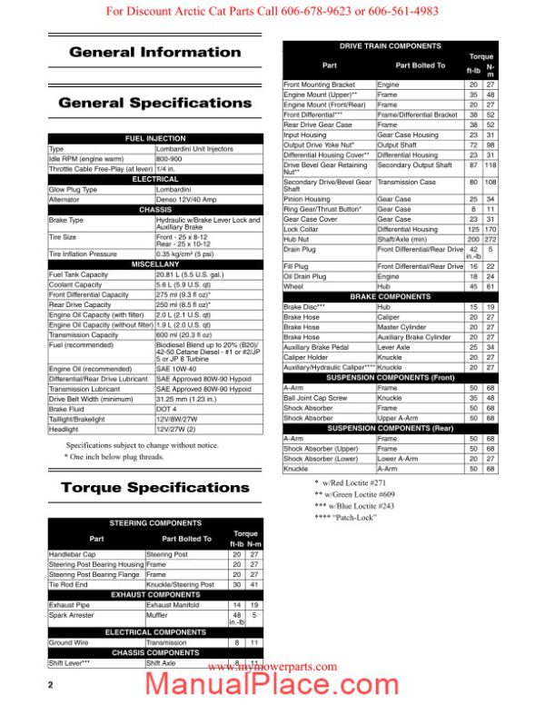 arctic cat 2011 700 diesel sd service manual page 3