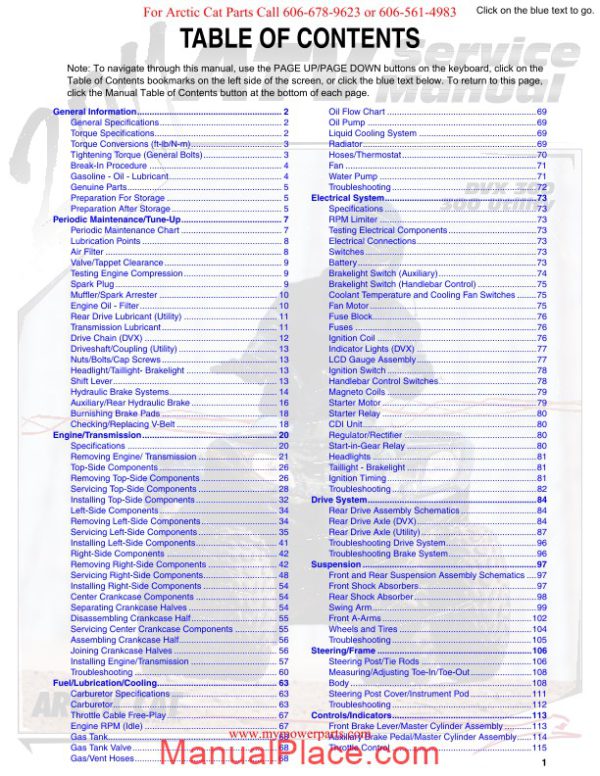 arctic cat 2011 dvx 300 and 300 utility service manual page 2