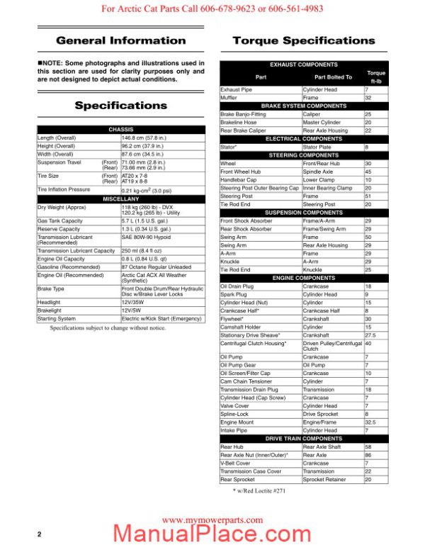 arctic cat 2011 dvx 90 and 90 utility service manual page 3