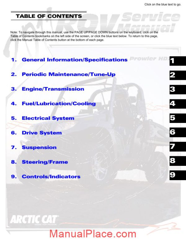 arctic cat 2011 prowler hdx service manual page 2