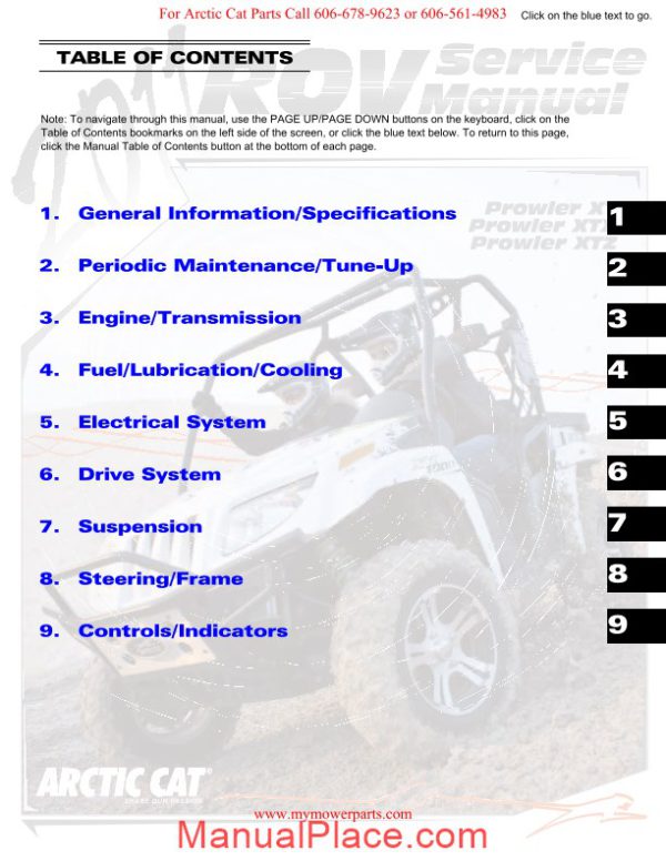 arctic cat 2011 prowler xt xtx xtz service manual page 2