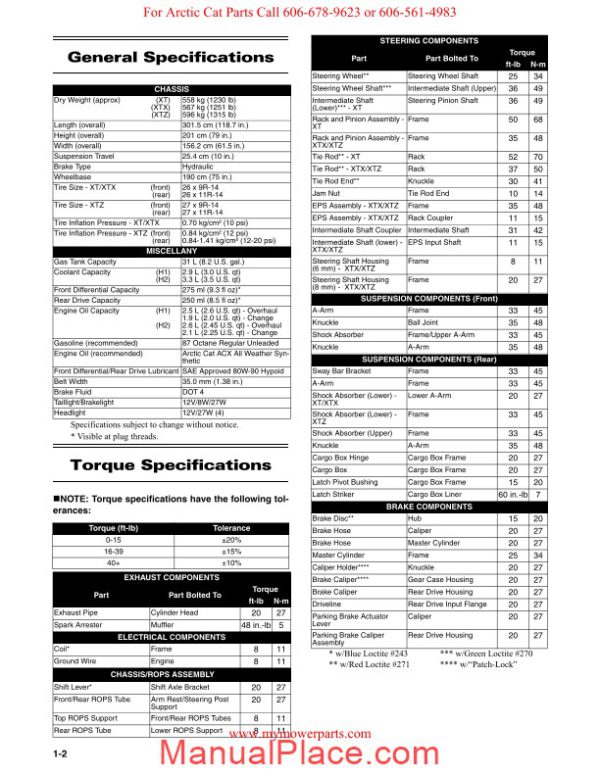 arctic cat 2011 prowler xt xtx xtz service manual page 4