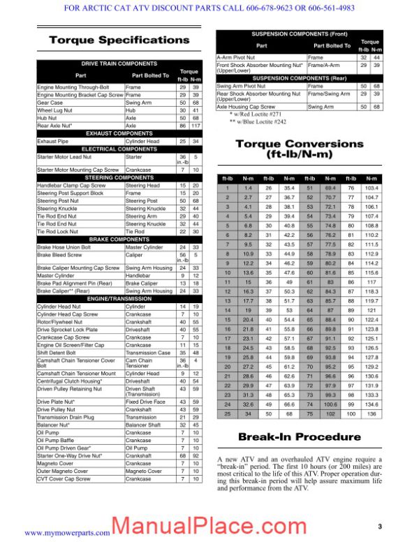 arctic cat 2012 150 service manual page 4