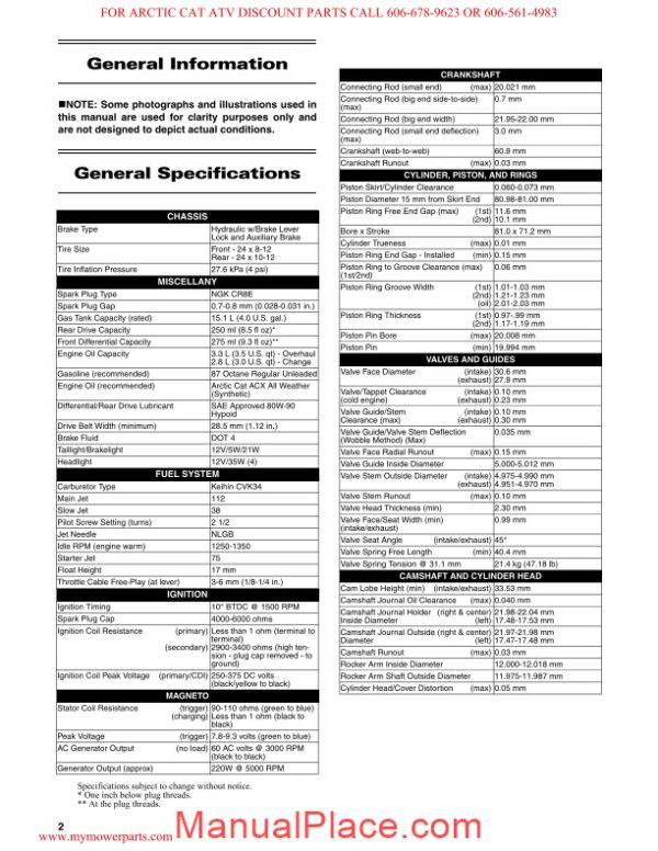 arctic cat 2012 350 service manual page 3