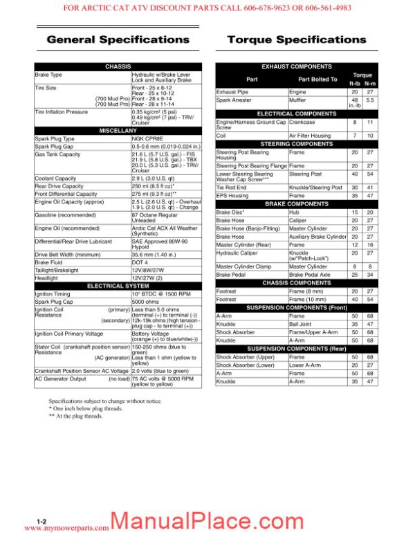 arctic cat 2012 550 700 service manual page 4