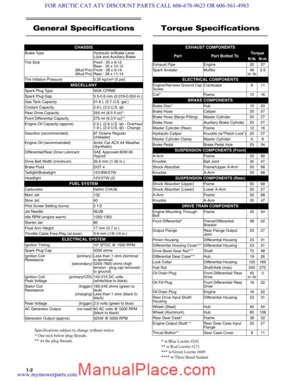 arctic cat 2012 650 service manual page 4