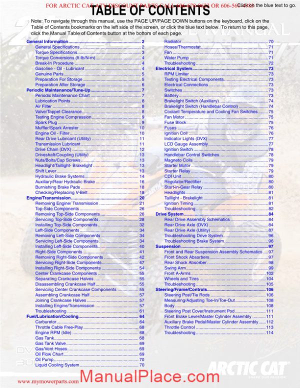 arctic cat 2012 dvx 300 300 utility service manual page 2