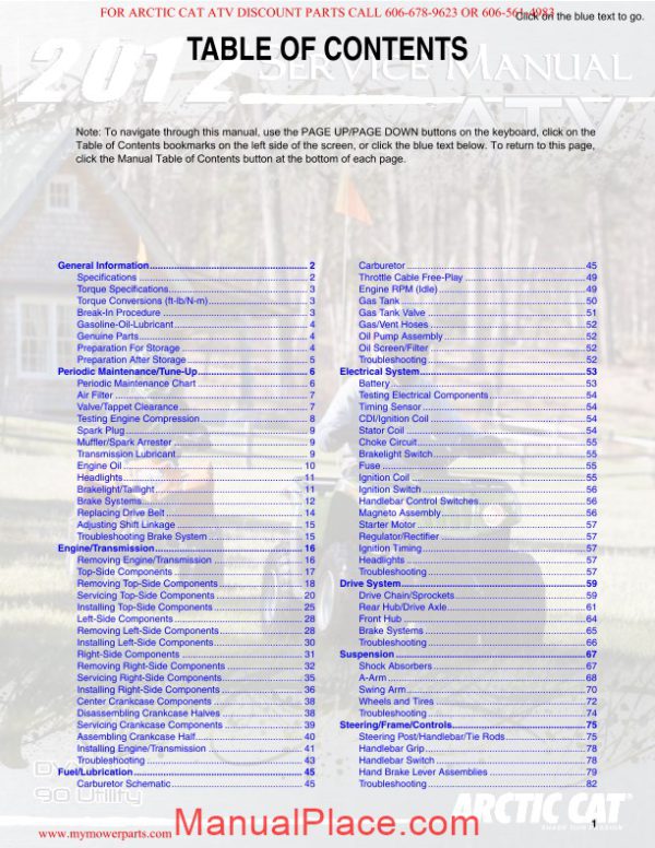 arctic cat 2012 dvx 90 and 90 utility service manual page 2