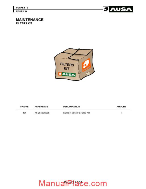 ausa forklift c200h x4 parts manual page 2