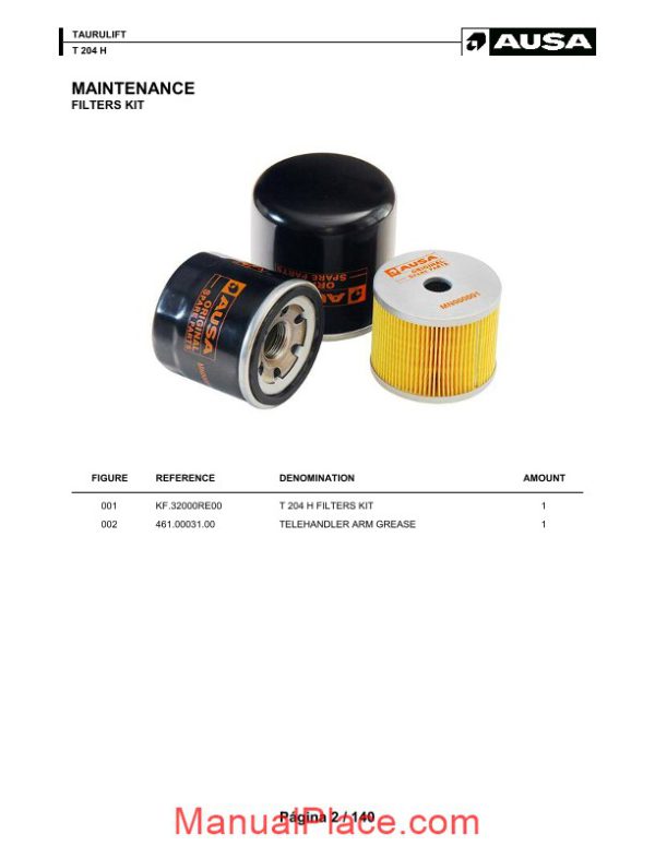 ausa t 204 h parts manual katalog delova page 2