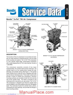 bendix tu flo 750 air compressor service data sd 01 344 page 1
