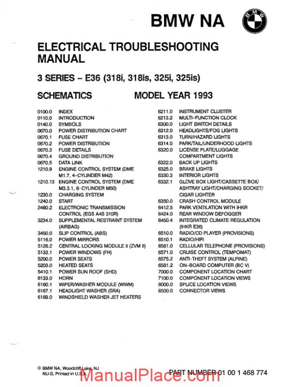 bmw 318i 318is 325i 325is 1993 electrical troubleshooting manual page 2