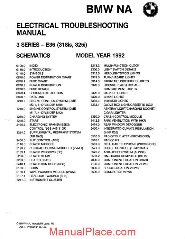 bmw 318is 325i 1992 electrical troubleshooting manual page 2