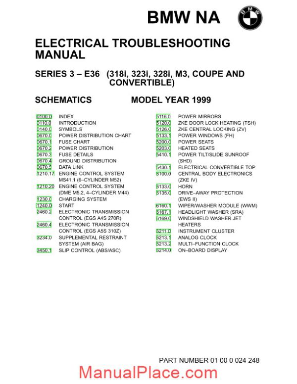 bmw 318is c 323is c 328is c m3 1999 electrical troubleshooting manual page 2