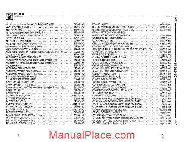 bmw 525i 525it 535i m5 1992 electrical troubleshooting manual page 3