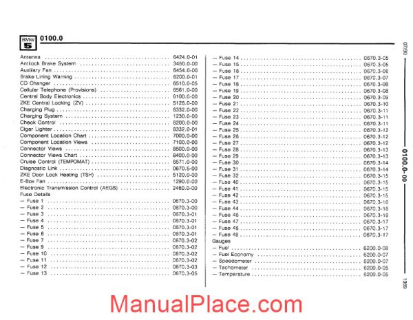 bmw 525i 535i 1990 m5 electrical troubleshooting manual page 2