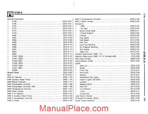 bmw 525i 535i 1990 m5 electrical troubleshooting manual page 3