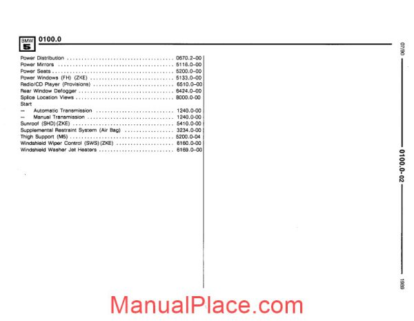 bmw 525i 535i 1990 m5 electrical troubleshooting manual page 4