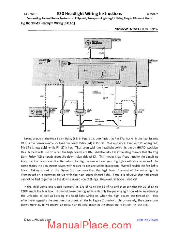 bmw e30 headlight wiring instructions page 3