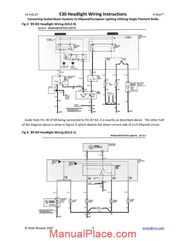 bmw e30 headlight wiring instructions page 4