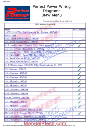 bmw ecu wiring diagrams menu page 1