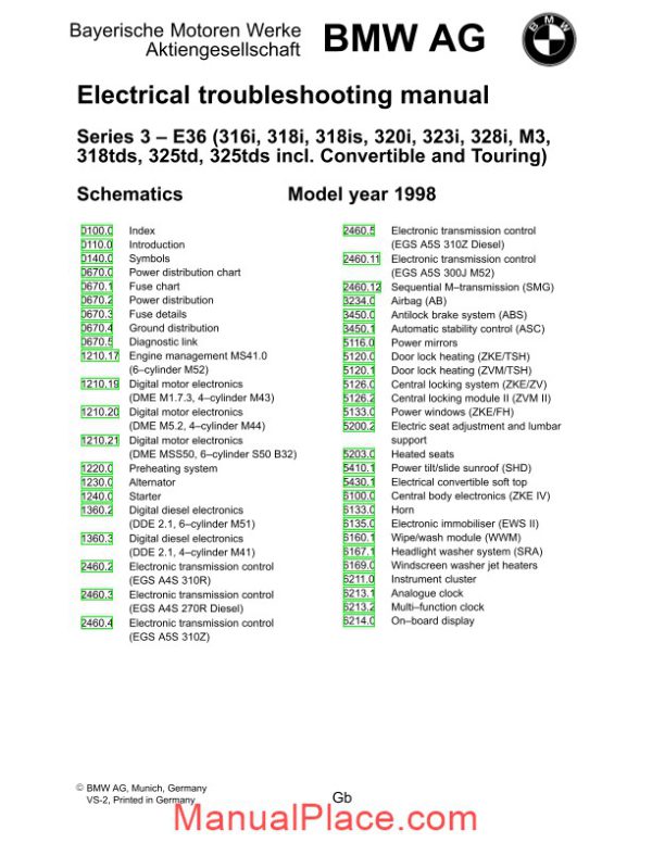 bmw electrical troubleshooting manual series 3 1998 page 1