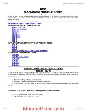 bmw manufacturer codes and description page 1