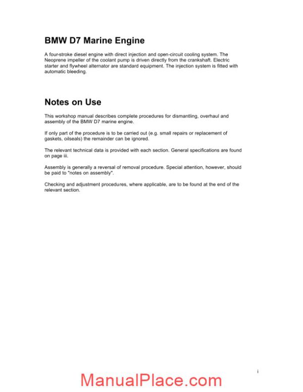 bmw marine engines d7 workshop manual page 2