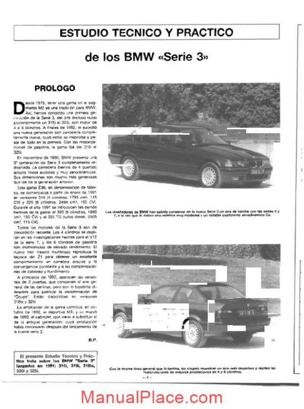 bmw serie 3 e36 workshop manual page 4