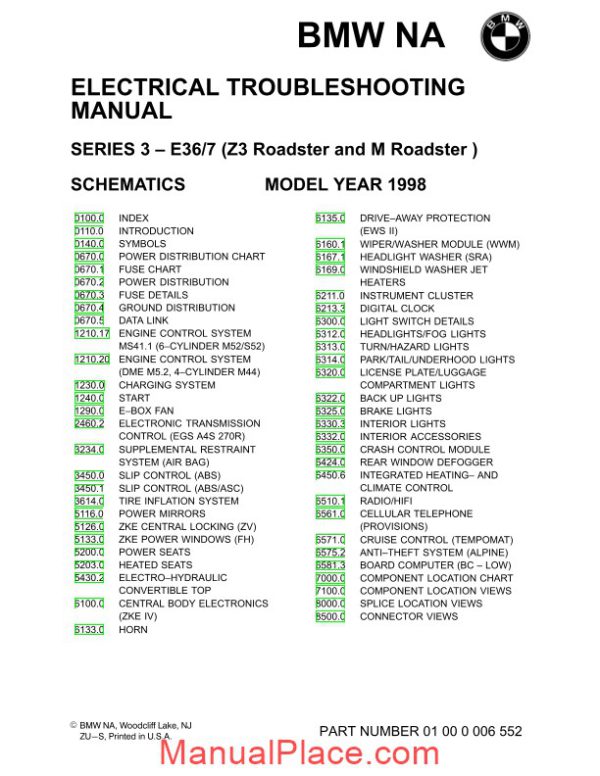 bmw z3 m roadster 1998 electrical troubleshooting manual page 2