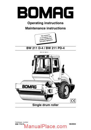 bomag bw211d 4 bw211pd 4 operating maintenance instructions page 1