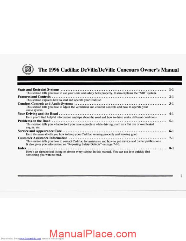 cadillac deville 1996 service reapair manual page 2