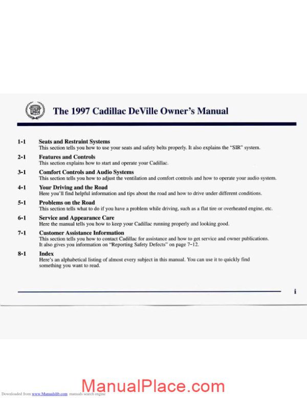 cadillac deville 1997 service reapair manual page 2