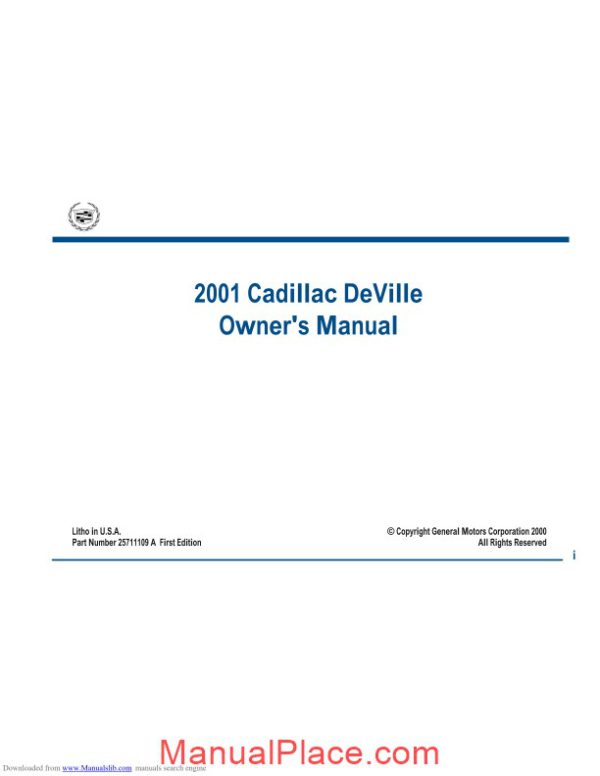 cadillac deville 2001 service reapair manual page 3