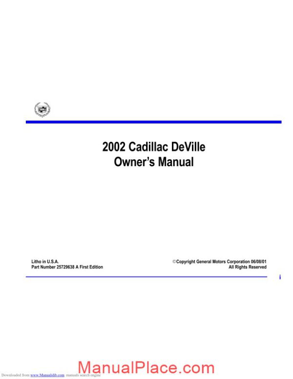 cadillac deville 2002 service reapair manual page 2