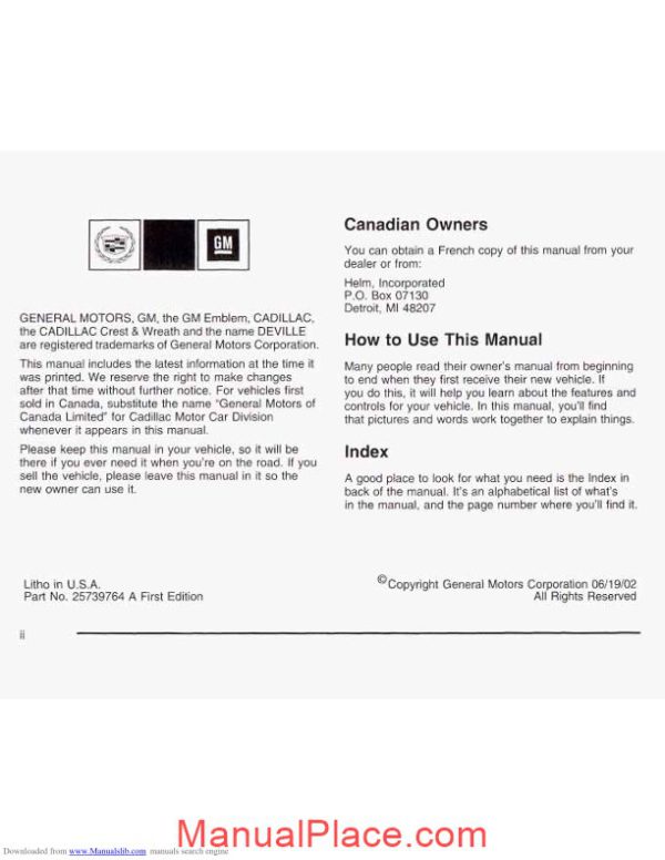 cadillac deville 2003 service reapair manual page 3