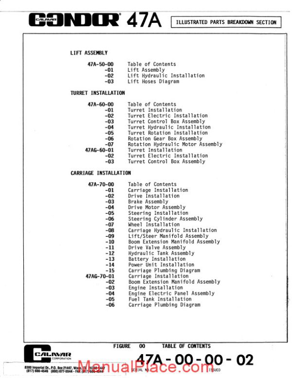 calavar condor 47a illustrated parts breakdown section page 2