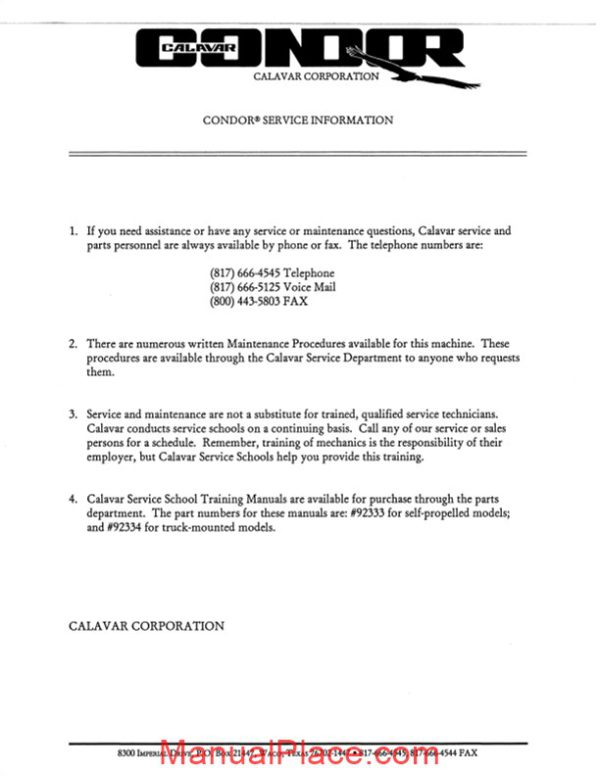 calavar condor 47a illustrated parts breakdown section page 4